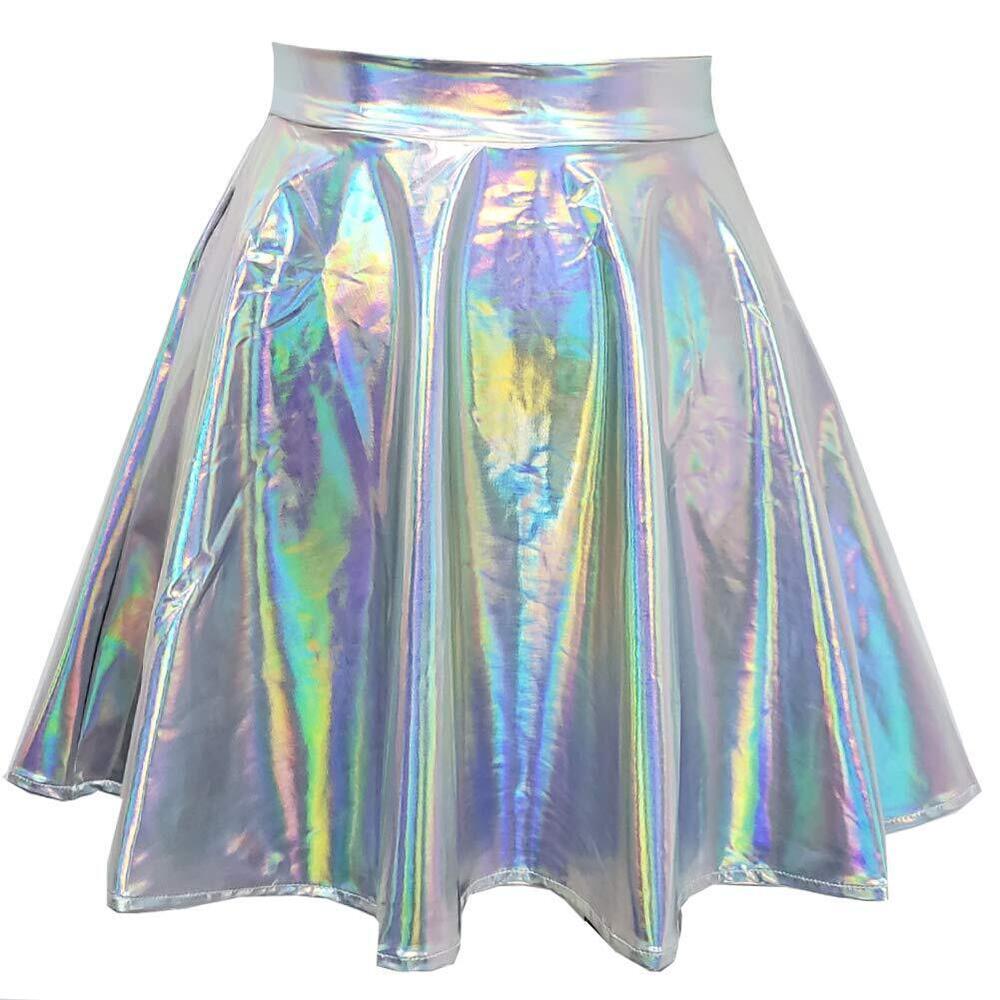 5206 Iridescent Halloween Alien Costume Holographic Silver Sparkly Metallic